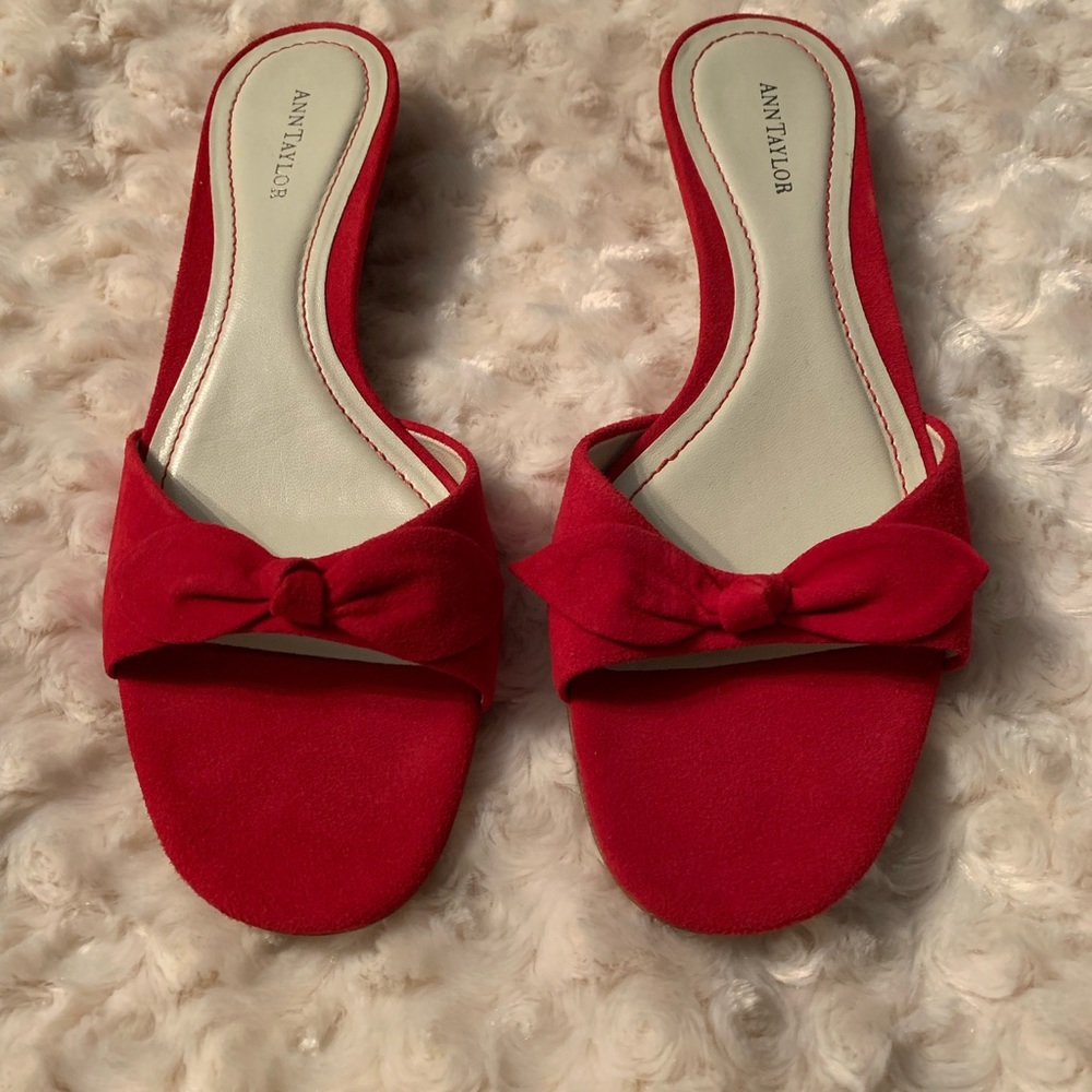 Red suede shoes size 8